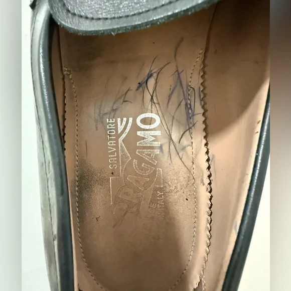 Salvatore Ferragamo Black Leather Loafers with Horsebit Detail